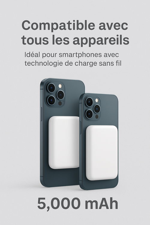 Batterie Externe Magnétique – Recharge Sans Fil 15W