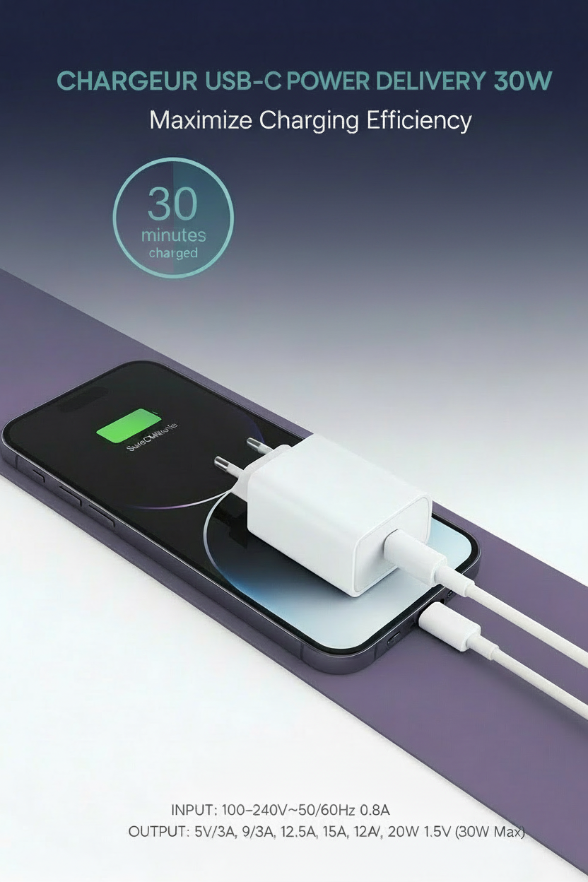 Chargeur Magnétique Rapide 30W Compatible iPhone