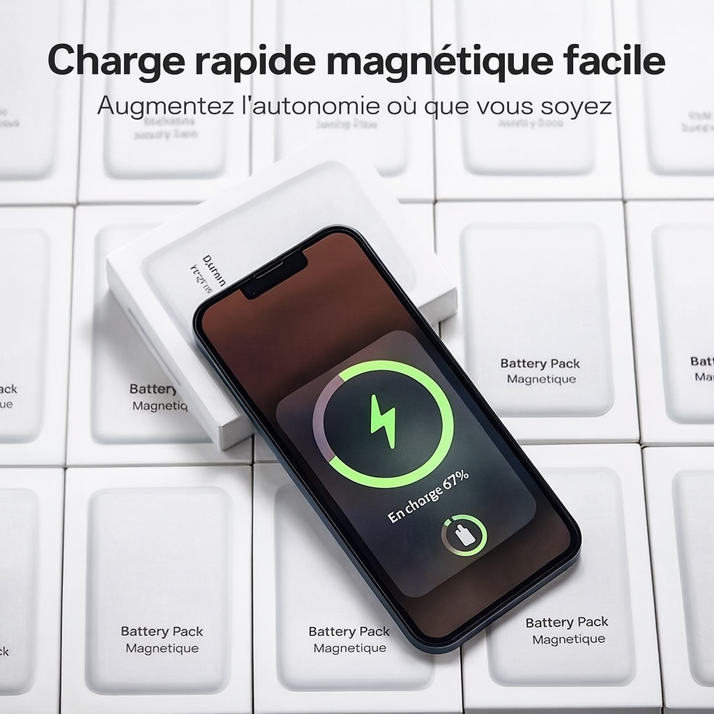 Batterie Externe Magnétique – Recharge Sans Fil 15W